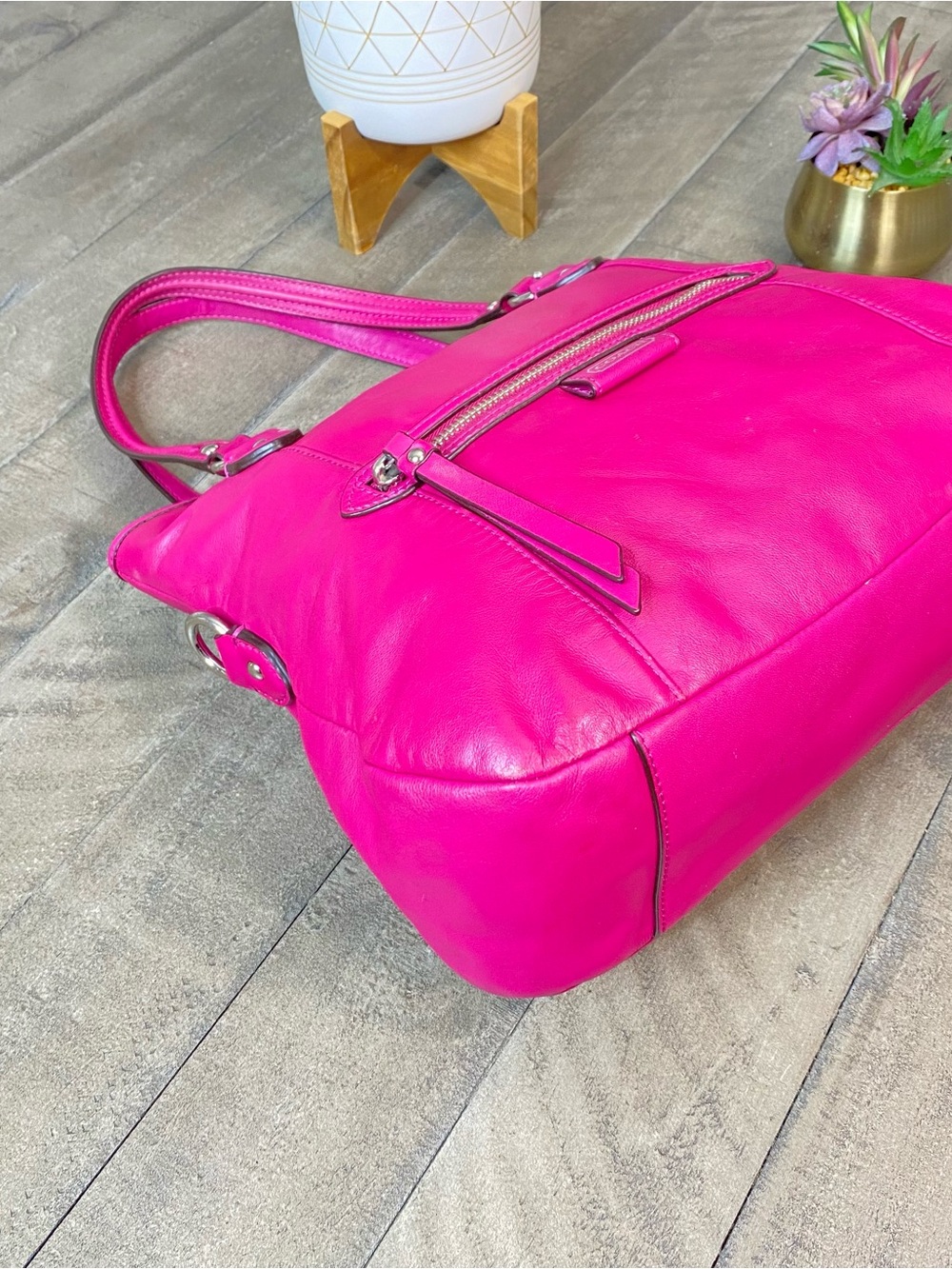 Coach Daisy Mia Leather Convertible Crossbody Tote Bag Pink Magenta F23901 - Picture 9 of 12